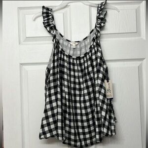 Women's Ruffled Strap Tank Top size 1X Terra and Sky